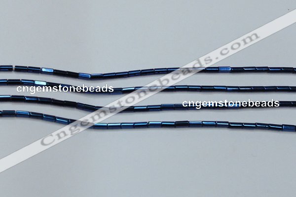 CHE911 15.5 inches 2*4mm faceted tube plated hematite beads wholesale