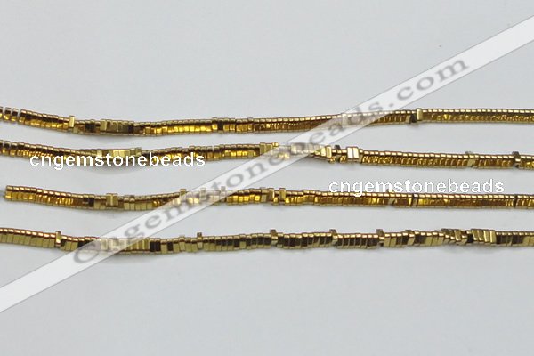 CHE921 15.5 inches 1*3mm triangle plated hematite beads wholesale