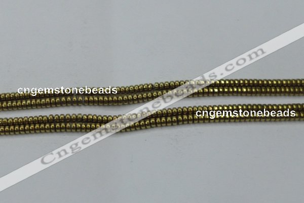 CHE964 15.5 inches 1.5*3mm rondelle plated hematite beads wholesale