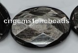 CHS10 15.5 inches 30*40mm faceted oval natural hypersthene gemstone beads