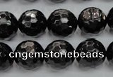 CHS48 15.5 inches 14mm faceted round natural hypersthene beads