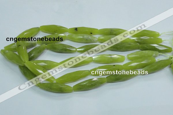 CKA111 15.5 inches 11*40mm faceted rice Korean jade gemstone beads