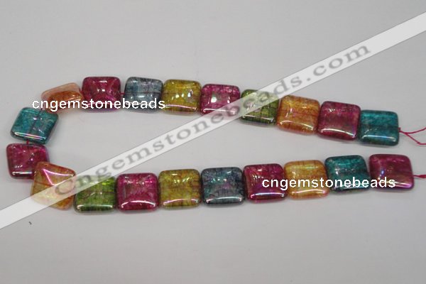 CKQ155 15.5 inches 20*20mm square AB-color crackle quartz beads