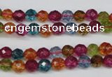 CKQ41 15.5 inches 6mm faceted round dyed crackle quartz beads