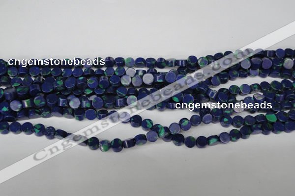 CLA441 15.5 inches 6mm coin synthetic lapis lazuli beads
