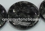 CLB315 15.5 inches 40mm flat round black labradorite gemstone beads