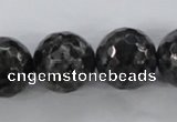 CLB366 15.5 inches 18mm faceted round black labradorite beads wholesale