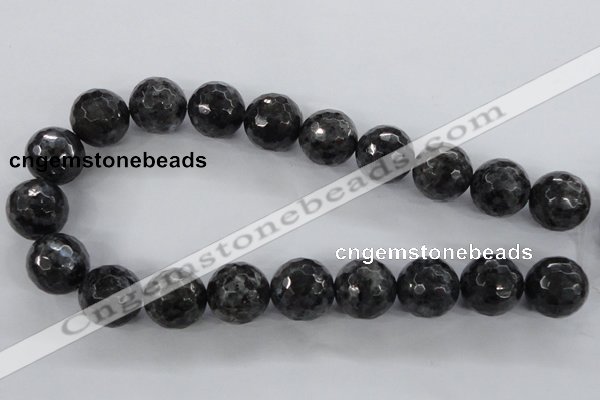 CLB366 15.5 inches 18mm faceted round black labradorite beads wholesale
