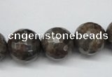 CLB406 15.5 inches 16mm faceted round grey labradorite beads