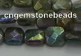 CLB686 15.5 inches 10mm faceted square AB-color labradorite beads