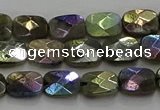 CLB695 15.5 inches 8*10mm faceted rectangle AB-color labradorite beads