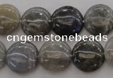 CLB737 15.5 inches 18mm flat round labradorite gemstone beads