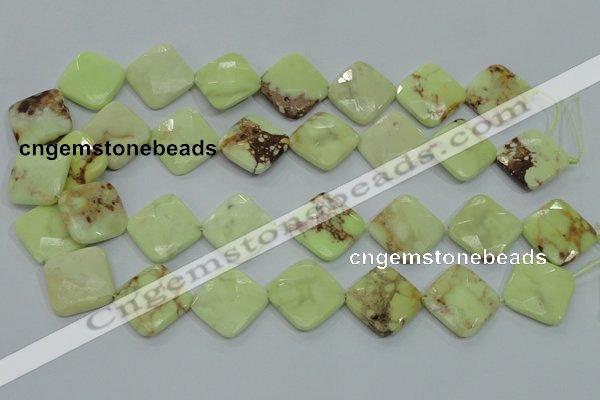 CLE69 15.5 inches 20*20mm faceted diamond lemon turquoise beads