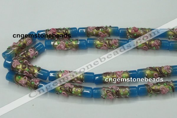CLG788 15.5 inches 10*40mm cylinder lampwork glass beads wholesale