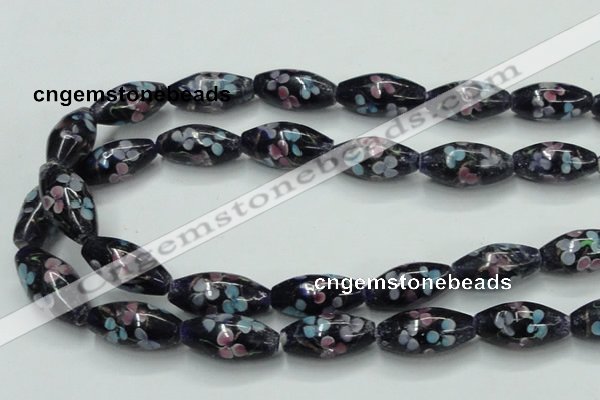 CLG872 15.5 inches 10*20mm rice lampwork glass beads wholesale