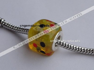 CLP55 30pcs 12*13.5mm cube silver plated core lampwork European beads