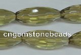 CLQ14 15.5 inches 12*30mm faceted rice natural lemon quartz beads