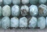 CLR161 15 inches 6*7mm faceted rondelle larimar beads wholesale