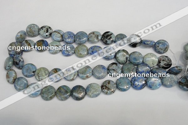 CLR211 15.5 inches 16mm flat round larimar gemstone beads