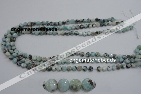 CLR34 15.5 inches 7mm flat round natural larimar gemstone beads