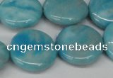 CLR365 15.5 inches 20mm flat round dyed larimar gemstone beads