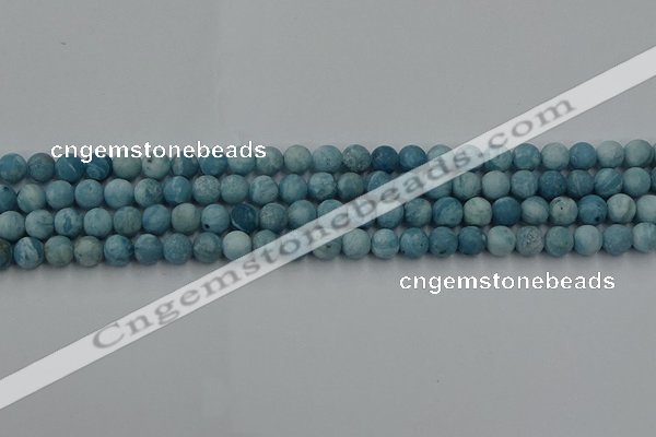 CLR611 15.5 inches 6mm round matte imitation larimar beads