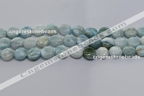 CLR85 15.5 inches 12mm flat round larimar gemstone beads