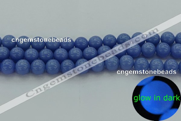 CLU114 15.5 inches 12mm round blue luminous stone beads