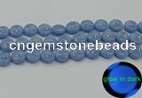 CLU133 15.5 inches 14mm flat round blue luminous stone beads