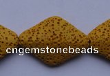 CLV20 15 inches 22*32mm rhombus yellow natural lava beads wholesale