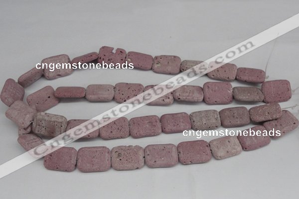 CLV301 15.5 inches 15*20mm rectangle lava beads wholesale