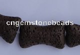 CLV35 15.5 inches 12*20mm pillow-shaped chocolate natural lava beads