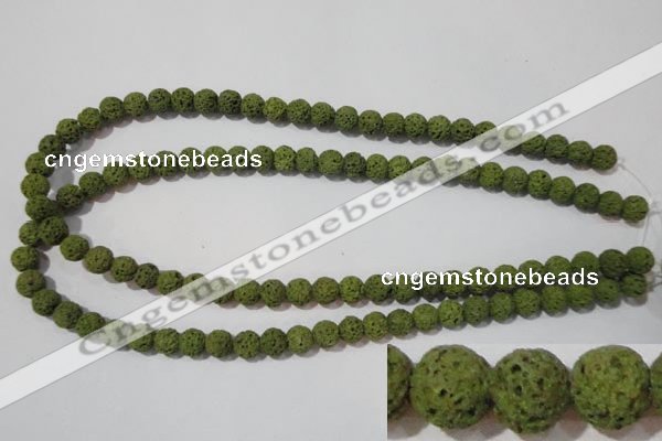 CLV460 15.5 inches 8mm round dyed green lava beads wholesale