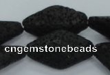 CLV48 15 inches 13*23mm rhombus black natural lava beads wholesale