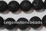 CLV487 15.5 inches 14mm round black lava beads wholesale