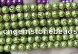CLV545 15.5 inches 8mm round plated lava beads wholesale