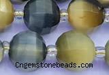 CME368 15 inches 10mm pumpkin golden & blue tiger eye beads