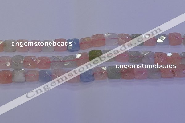 CMG259 15.5 inches 10*10mm faceted square morganite beads
