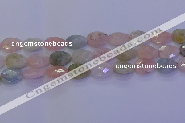 CMG273 15.5 inches 12*16mm faceted flat teardrop morganite beads