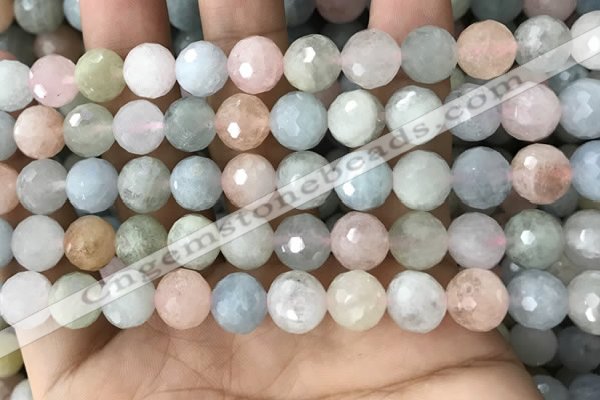 CMG381 15.5 inches 10mm faceted round morganite gemstone beads