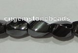 CMH151 15.5 inches 5*8mm twisted rice magnetic hematite beads