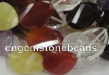 CMQ08 15*20mm twisted faceted teardrop multicolor quartz beads