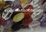 CMQ26 15.5 inches 8*12mm faceted rice multicolor quartz beads