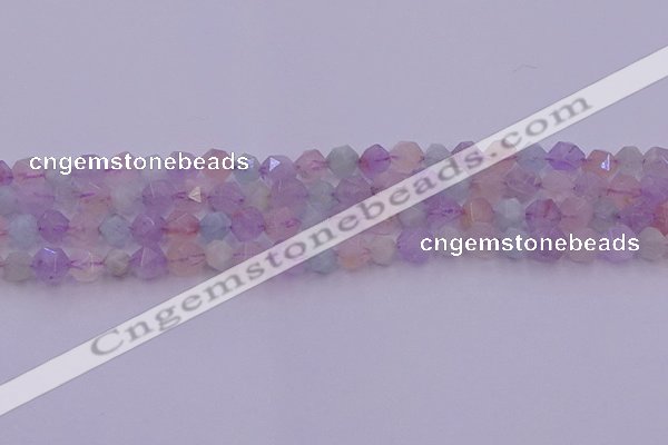 CMQ381 15.5 inches 6mm faceted nuggets mixed quartz beads