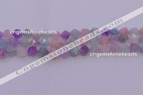 CMQ382 15.5 inches 8mm faceted nuggets mixed quartz beads