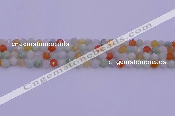 CMQ411 15.5 inches 6mm faceted nuggets mixed jade beads