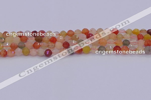 CMQ426 15.5 inches 6mm faceted round natural mixed quartz beads