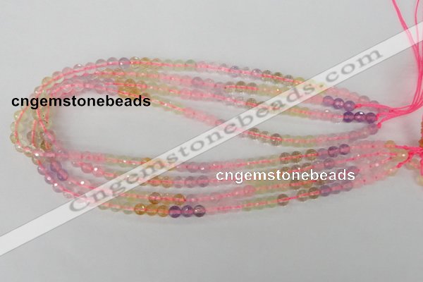 CMQ51 15.5 inches 6mm faceted round multicolor quartz beads