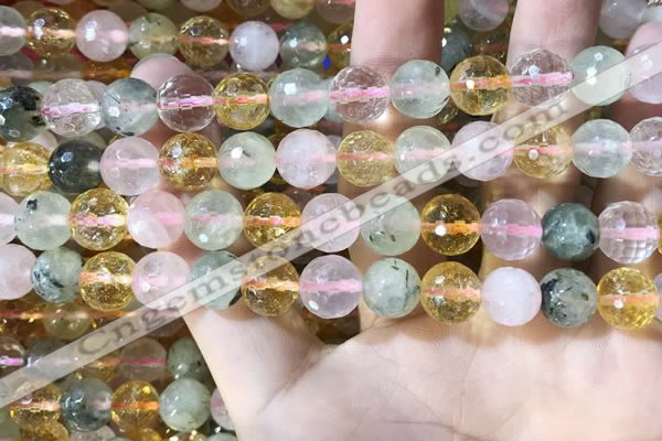 CMQ532 15.5 inches 10mm faceted round colorfull quartz beads