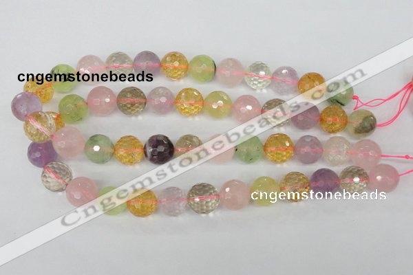 CMQ56 15.5 inches 16mm faceted round multicolor quartz beads